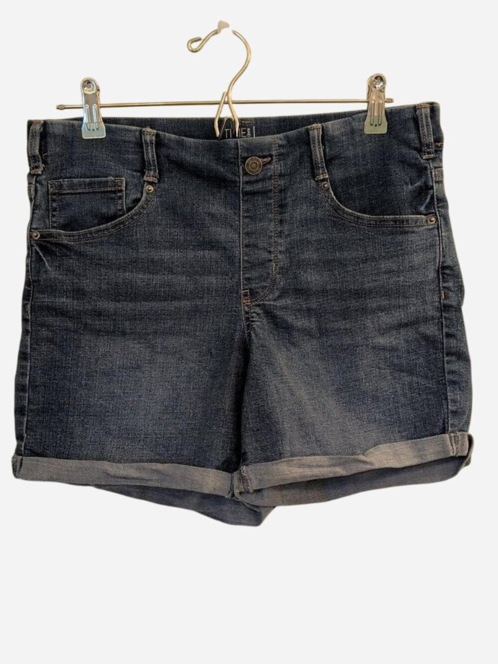 Time and Tru Med Wash Pull-On Denim Roll-Cuff Shorts M (8-10)